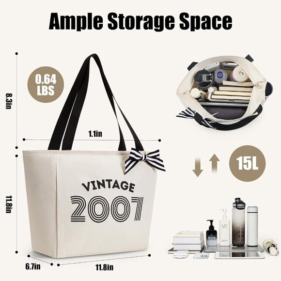 Vintage Tote Bag for Women 60th Birthday Gift Personalization Stylish Durable - Picture 3 of 6